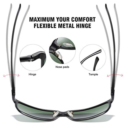 DUCO Polarisierte Herren Sonnenbrille Retro Rechteckiger Rahmen für Unisex Vintage Brille mit UV400 Schutz Sportbrille Metallrahmen 8200 – Bild 6