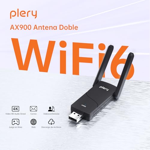 2 in 1 WiFi 6 AX900 + BT5.4 Bluetooth USB WiFi Adapter for PC, Dual Band 5GHz/2.4GHz WiFi Antenna, WPA3 Security, Simple Setup, Built-in Controller for Windows 10/11