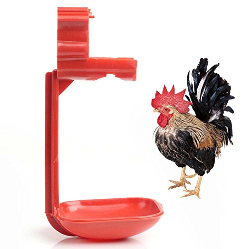 Afco Poultry Chicken Duck Bird Plastic Water Bowl Receiving Drinker Drip Feeder Bottle Cup size 14cm6.5cm (red)