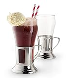 Soda Fountain Classics Bell-Shaped Glass with Stainless-Steel Holder (2 Two-Piece Sets)