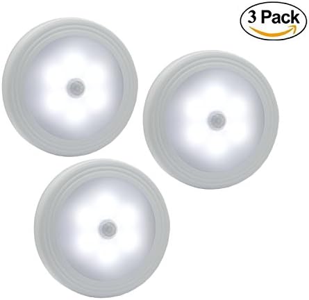 Motion Sensor Light, DBF Motion-Sensing Battery-Powered LED Night Light/Wall Light with Free 3M Adhesive Pads for Hallway,Basement,Garage,Bathroom (Pack of 3)