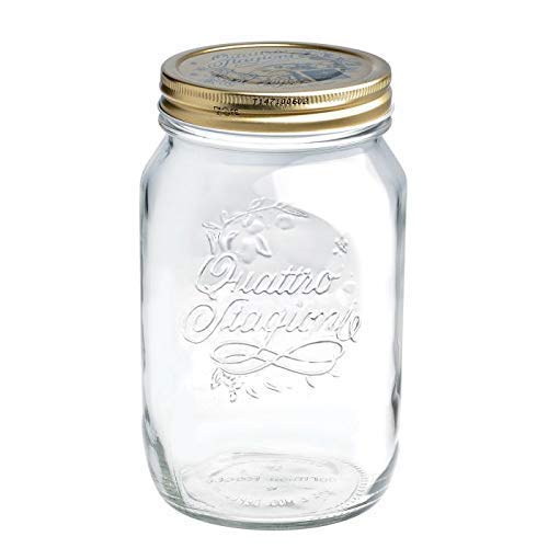 Danav EmpireGlass Mason Jars [500 ML]with Gold Airtight Lid for
