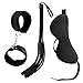 PlayRoom Starter Kit Under Bed Restraint Set with Soft/Strong Wrist and Ankle Cuffs, Blindfold Mask, Flogger Whip, Carry Case & Bonus Gift:eBook