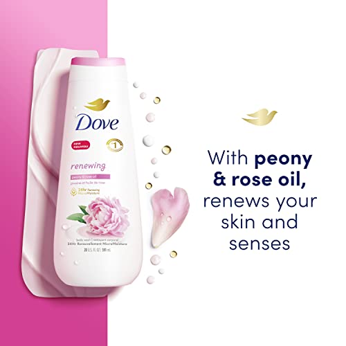 DOVE BODY WASH RENEW PEONY & ROSE OIL FOR 24HR LOTION-SOFT SKIN MOISTURIZING SKIN CLEANSER WITH NO SULFATES NO PARABENS 20 OZ