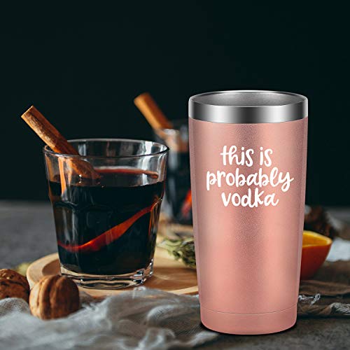 This is Probably Vodka Tumbler - Vodka Gifts for Women - Funny Birthday Wine Lovers Gifts Ideas for Best Friend, Mom, Daughter, Grandma, Nana, Her - LEADO 20oz Tumbler Travel Mug Stemless Sippy Cup - Thumbnail 6