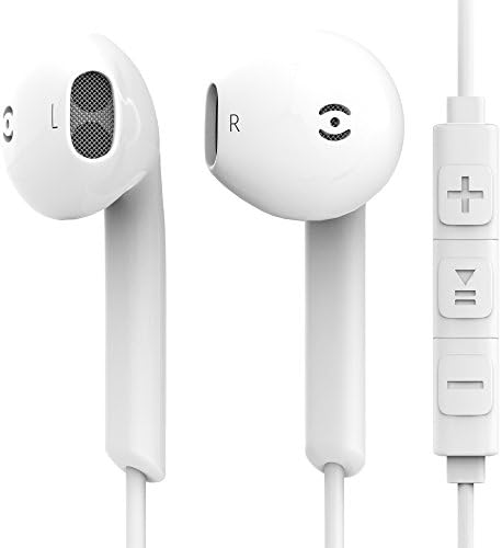 shenzoo® In-ear headphones with volume control + microphone for Apple iOS and Android in white