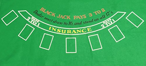 Black Jack Blackjack Felt 6ft by 3ft, Black, Rectangular, 180cm x 90cm, 1 Count, Adult