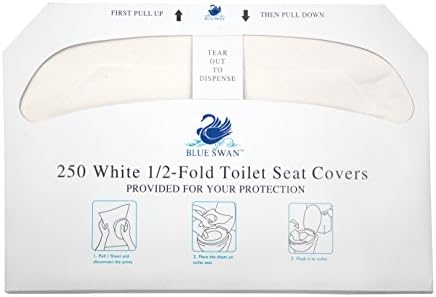 Disposable 1/2 Fold Toilet Seat Covers (250 Sheet Pack) - Eco-Friendly, Flushable Paper Liners - 14"x16"