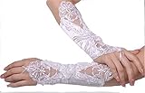 Bettertime White Lace Fingerless Glove for Bridal Wedding Dresses Evening Gloves