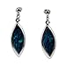 Elegant Unique Silver and Blue Green Abalone Paua Shell Teardrop Designer Dangle Earrings