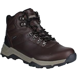 Khombu Men's Waterproof Hiking Boot, Brown, Leather Upper with Memory Foam Insole, Rubber Outsole