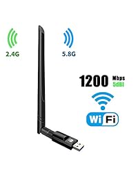 TECHKEY   Adaptador de red inalámbrica USB 3.0 Wifi Dongle 802.11 ac con doble banda 2,4 GHz 300 Mbps+5 GHz 866 Mbps 5 dBi antena de alto rendimiento para escritorio Windows XP Vista 7 8 10 Linux Mac