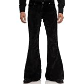 EVEDESIGN Mens Bell Bottom Velvet Pants 60s 70s Disco Outfits for Men Vintage Flared Jeans