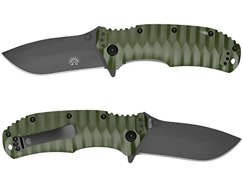 Off-Grid Knives - Rapid Fire Ranger - Camping & Hunting Knife, Cryo Japanese AUS8 Blade with Olive Drab G10 Scales & All-Position Mounting Clip, Survival, Hiking, Fishing, Boating, Prepper, Bushcraft