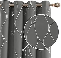 Deconovo Wave Foil Printed Eyelet Blackout Curtains