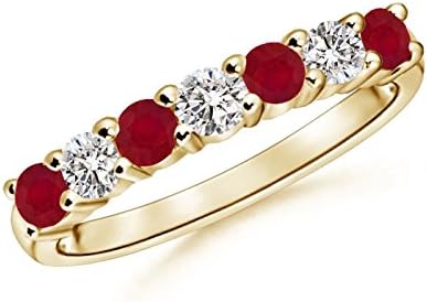 Half Eternity Seven Stone Ruby and Diamond Wedding Band