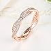 BAMOER Rose Gold Plated Eternity Promise Rings Wedding Jewelry 925 Sterling Silver with CZ,Size 8