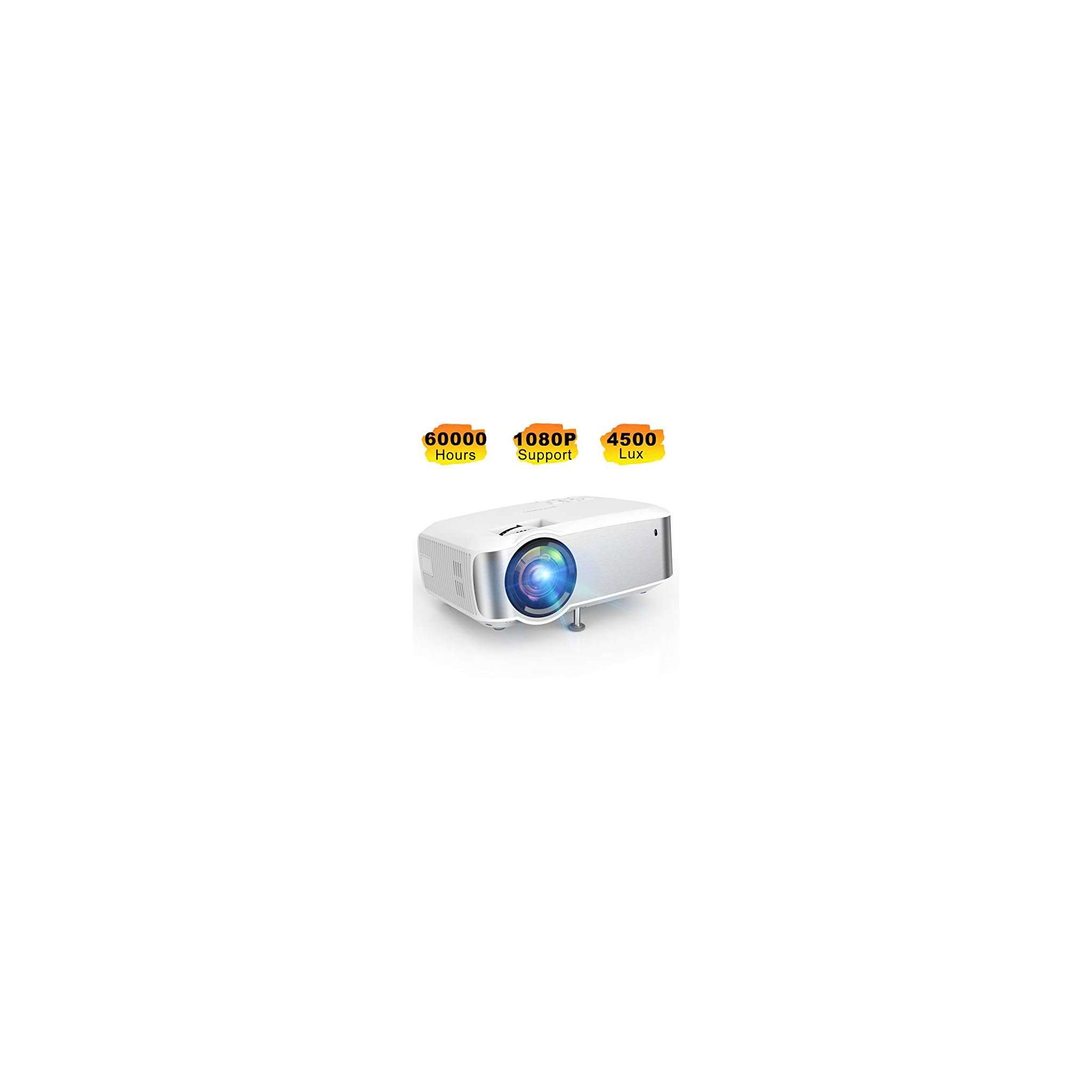 Projector, TOPVISION 1080P Supported Led Projector with 6000L,60,000