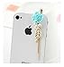 TOOGOO(R) Earphone Jack Accessory Gold Plated Blue Flower Golden Leaves Tassel Chain Beads Crystal Pearls / Dust Plug / Ear Jack For For Iphone 4 4S / iPad / iPod Touch / Other 3.5mm Ear Jack