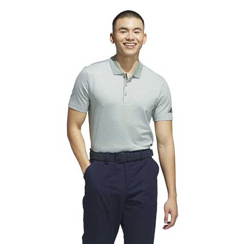 adidas Men’s Beyond Textured Polo Shirt, Silver Green 23, Large