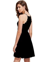 Romwe vestido de patinador de una línea plisado sin mangas para mujer