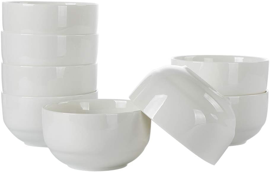 Porlien 10-Ounce Portion Control Bowls Set of 8, Dipping Bowls Rice Bowls Snack Bowls Dessert Bowls Small Bowls Microwave Safe