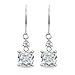 Sterling Silver Genuine, Simulated or Created Gemstone 7mm Cushion-cut Dangle Leverback Earrings