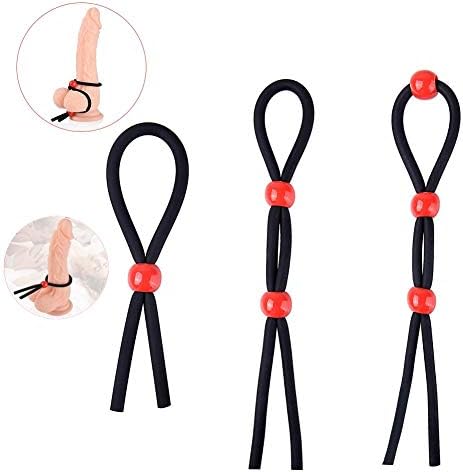 Lopoob 79 3Pcs Men's Pleasure Band Ring Cɔ‘Ck Ring P‘Ennis Ring for Endurance (Black)