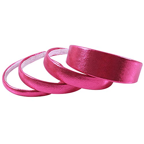 Ncmama Fashion Headbands Sparkle Pink Glitter Leather Hairbands for Baby Girls Pack of 4