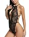 Avidlove Womens One Piece Lingerie Lace Bodysuit Deep V Teddy Mini Babydoll Black