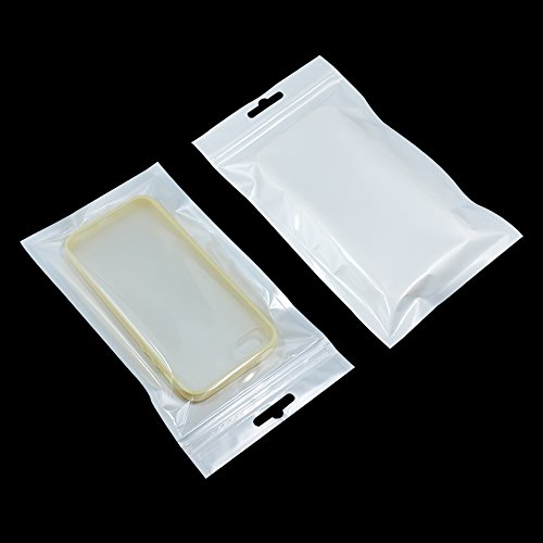 BAT Pack 100 PCS (Inner Size 3.5x5.9 inches) Front Clear White Zipper Resealable 2.7mil Plastic Bags with Hanging Hole Phone Case Zip Lock Package Self Seal Pouches Electronic Product Shell Packaging