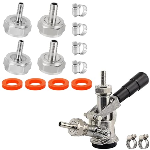 Sankey D Keg Coupler and 1/4'' & 5/16'' Keg Coupler Barb Connector & G5/8'' Hex Nut (4 Pack)