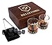 BELLEFORD Whiskey Stones & Whiskey Glass Set of 2 Whisky Bourbon Glasses and 8 Scotch Wisky Granite Ice Cubes - Alcohol, Liquor, Wiskey, Wine Accessory Gifts for Men - Large Shot Bar-Ware Kit for Dad primary