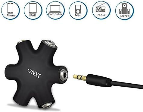 ONXE Multi Headphone Splitter,3.5mm Headset Earphone Jack Audio Adapter adapter Converter Connector 1 Male to 2 3 4 5 Female Cable (1Pack, Black)