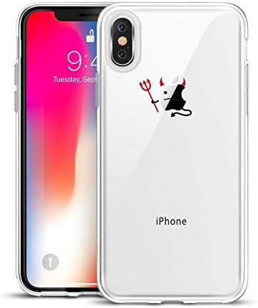 iPhone X Case, iPhone 10 Case, ESR Clear Soft Cute Cartoon Pattern Design [Slim Fit][Supports Wireless Charging] TPU Transparent Protective Cover for iPhone 5.8 inches (Evil)