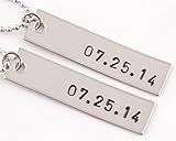 2 Piece Anniversary Date Necklaces | Couples Jewelry | Girlfriend Boyfriend Gift | Hand Stamped His and Her Necklaces | Couples Gift | Special Date | Stainless Steel