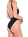 Women Low Back High Cut Swimwear Bathing Beachwear Swimsuits One Piece Bodysuit Black Small