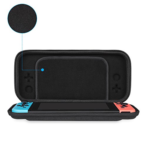 Ultra Slim Carrying Case for Nintendo Switch, VUP Switch Hard Cover Portable Protective Travel Shell for Nintendo Switch Console & Accessories with 8 Game Cartridges and an Accessories Pouch, Black