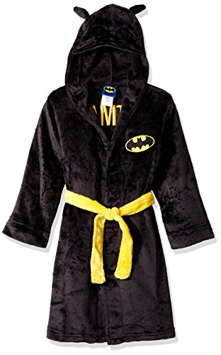 DC Comics Big Boys' Batman Velvet Fleece Hooded Robe, Black, Small