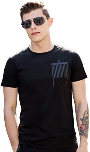 UN-JUCA Mens Printed Floral Crosshatch Graphic Pocket Tee Black T Shirt XL