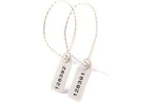 LeadSeals 200PCS White Plastic Tamper Seals, Numberd Zip Ties for Fire Extinguisher Pull Tite Security Seals Tags Disposable Tamper Evident Self-Locking Seal Tags 250mm Length