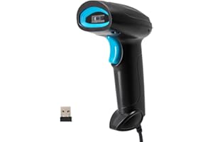 AHANIN Barcode Scanner 1D 2D QR USB Wired&2.4G Wireless Handheld Bar Code Reader Compact with Battery Level Indicator Digital Printed Plug and Play (2.4G Wireless)