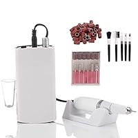 Miss Sweet Portable Nail Drill Machine Rechargeable Electric Nail File for Acrylic Nail RPM30000 (White)