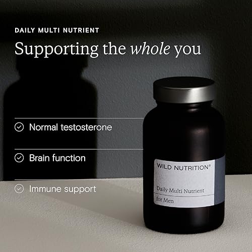 WILD NUTRITION Food-Grown® Men's Daily Multi Nutrient | Multivitamin Tablets for Men | Multivitamin for Men to Support Normal Testosterone, Brain & Nervous System, and Energy Metabolism | 60 Capsules