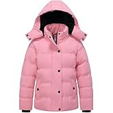 KVE Girl's Hooded Warm Winter Coat Quilted Thicken Puffer Jacket with Removable Hood
