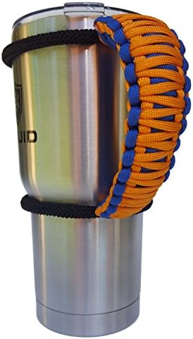 Frijid Parahandle - Paracord Handle for 30 oz Stainless Steel Tumblers such as YETI, RTIC, ORCA, SIC, etc. (Orange and Navy)