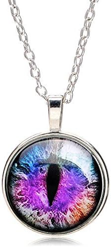 Taylor9005 1 X Dragon Cat Eye Necklace Pendant - Purple Colorful Art Jewelry Purple