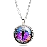 Taylor9005 1 X Dragon Cat Eye Necklace Pendant - Purple Colorful Art Jewelry Purple