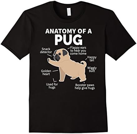 Mens Anatomy of a Pug Dog T-Shirt Small Black