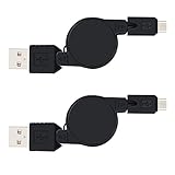 Micro USB Cable, Retractable Cable, MaxMall 2 Pack High Speed [2.5 FT] USB 2.0 A Male to Micro B Data Sync & Charger Cable for Android, Samsung S7 Edge, S6 Edge, HTC, LG, Sony, Nokia and More